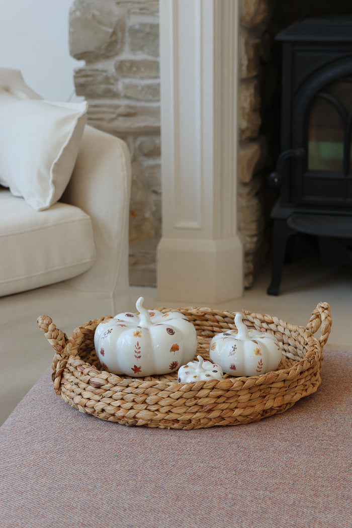 Round Woven Water Hyacinth Tray – Natural