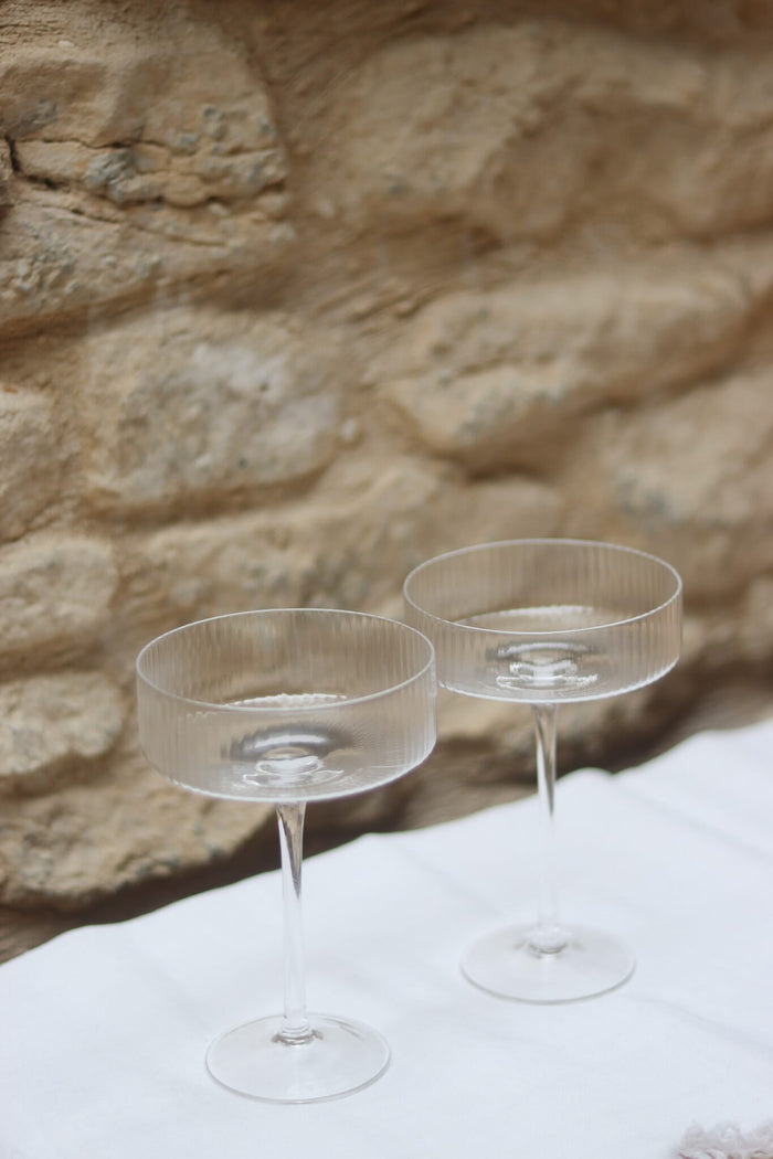 Set of 2 Champagne Coupes - Ribbed