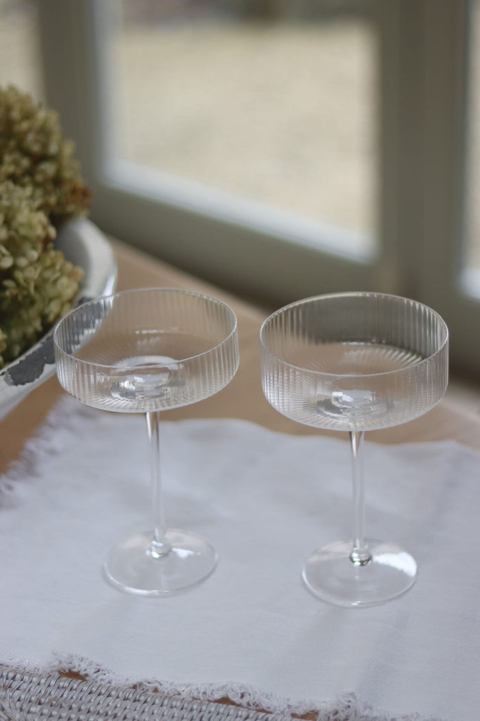 Set of 2 Champagne Coupes - Ribbed