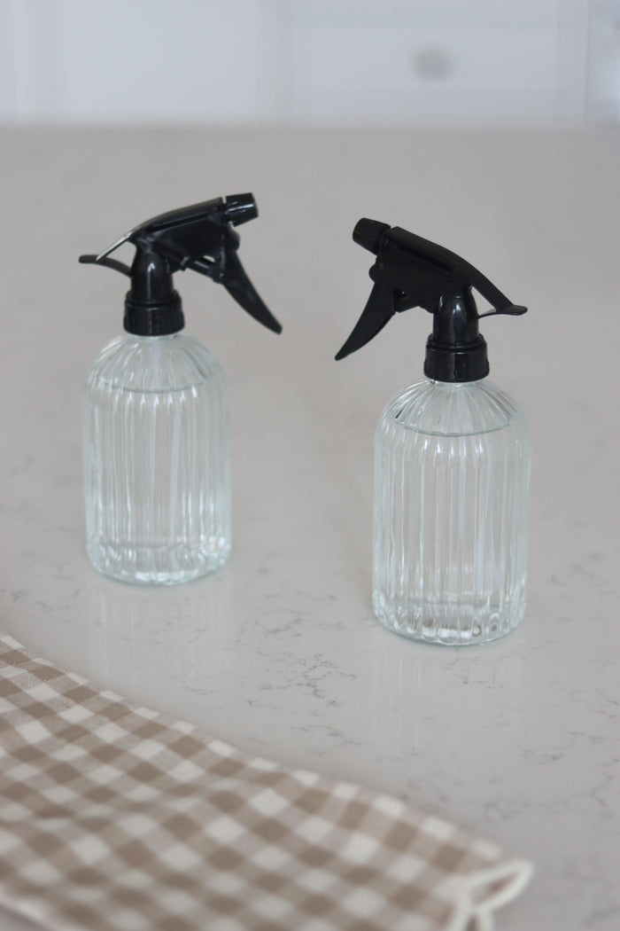 Set of 2 Fluted Glass Spray Bottles