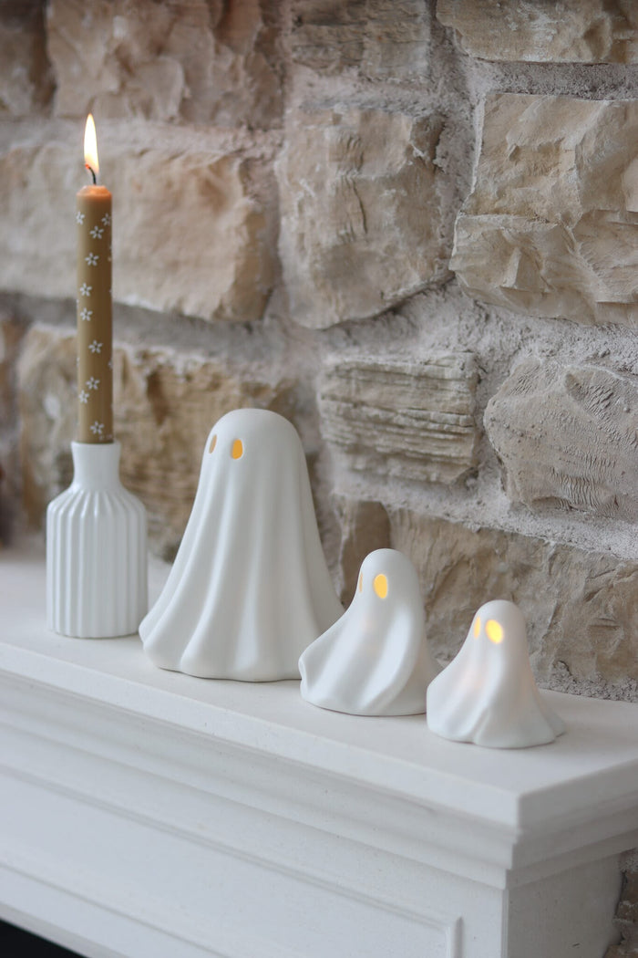 Set of 2 LED Ceramic Ghosts