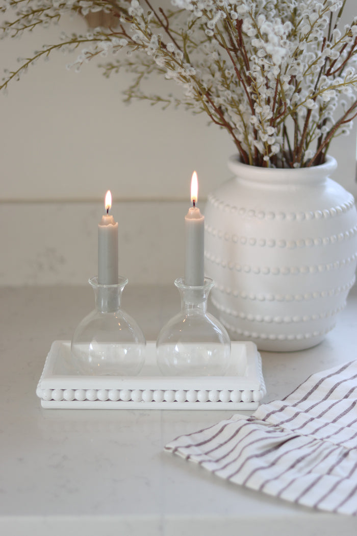 Set of 2 Round Glass Candle Holders – Plain