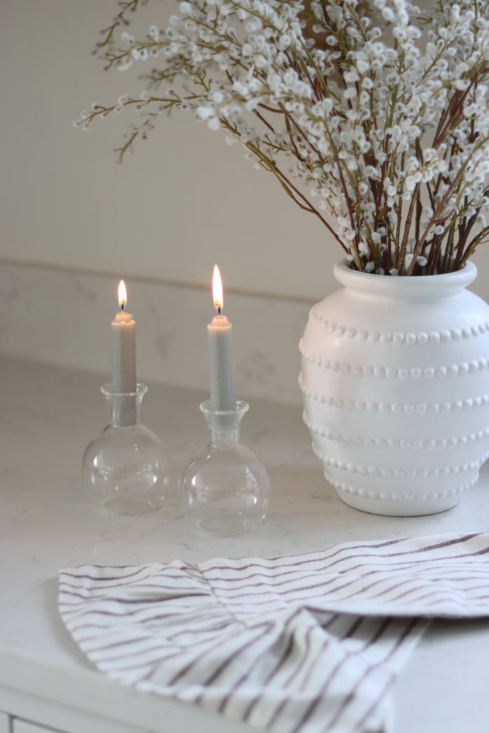 Set of 2 Round Glass Candle Holders – Plain