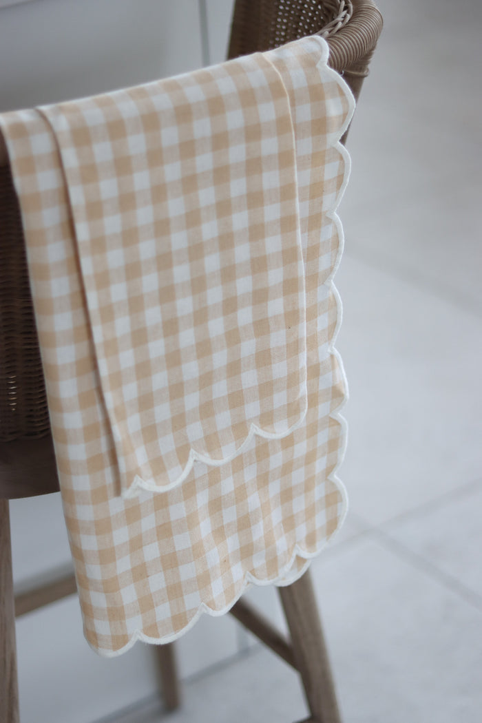 Set of 2 Scalloped Beige Tea Towels