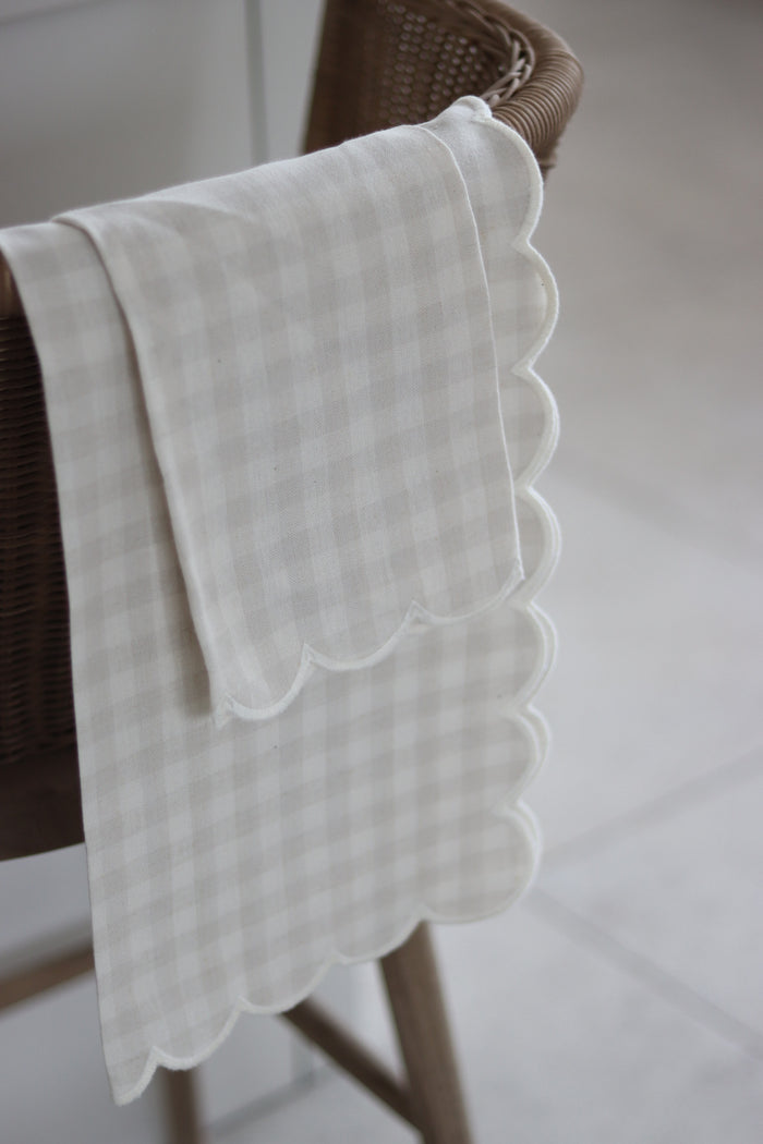Set of 2 Scalloped Off-White Tea Towels