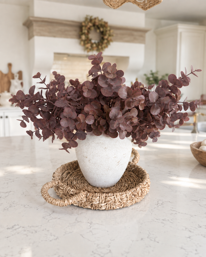 Set of 2 Short Stem Artificial Eucalyptus – Burgundy