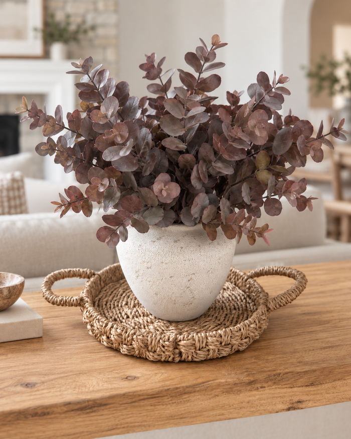 Set of 2 Short Stem Artificial Eucalyptus  – Plum