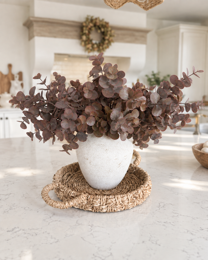 Set of 2 Short Stem Artificial Eucalyptus  – Plum