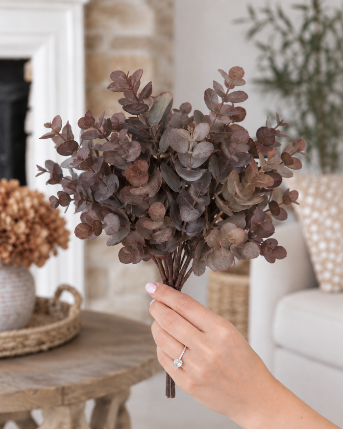 Set of 2 Short Stem Artificial Eucalyptus  – Plum