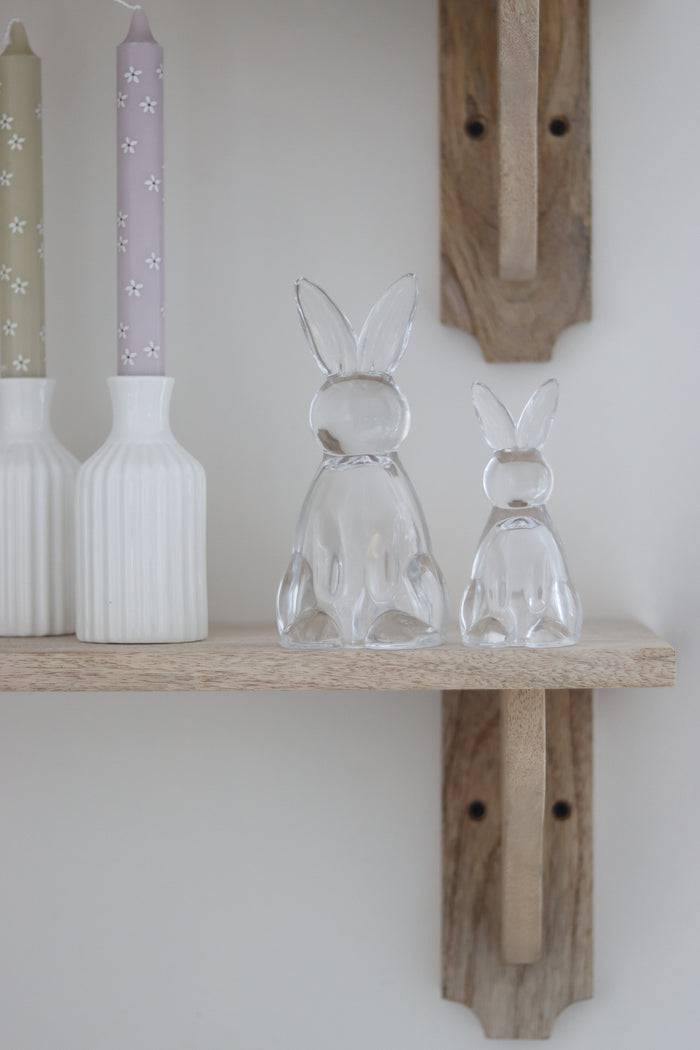 Set of 2 Sitting Glass Bunnies