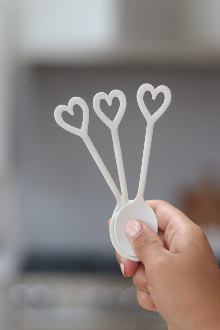 Set Of 3 Heart Latte Spoons - White