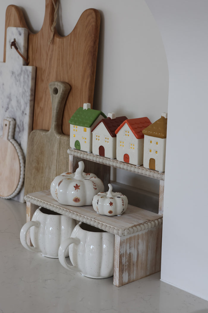 Set of 4 LED Ceramic houses - Autumn Tones
