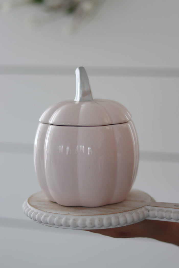 Small Ceramic Pumpkin Jar - Light Pink