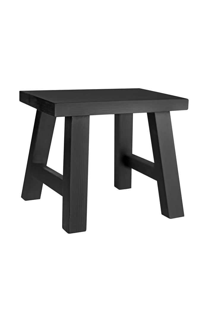 Solid Pine Wood Stool - Black