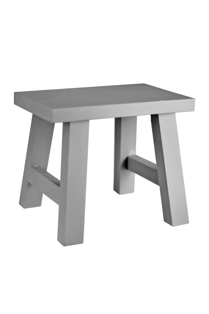 Solid Pine Wood Stool - Grey