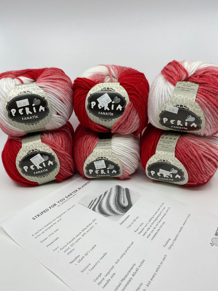 Michigan Fine Yarns Striped For You Garter Blanket Kit -Lime Green 8 skein kit 01525034 | Kits at Michigan Fine Yarns