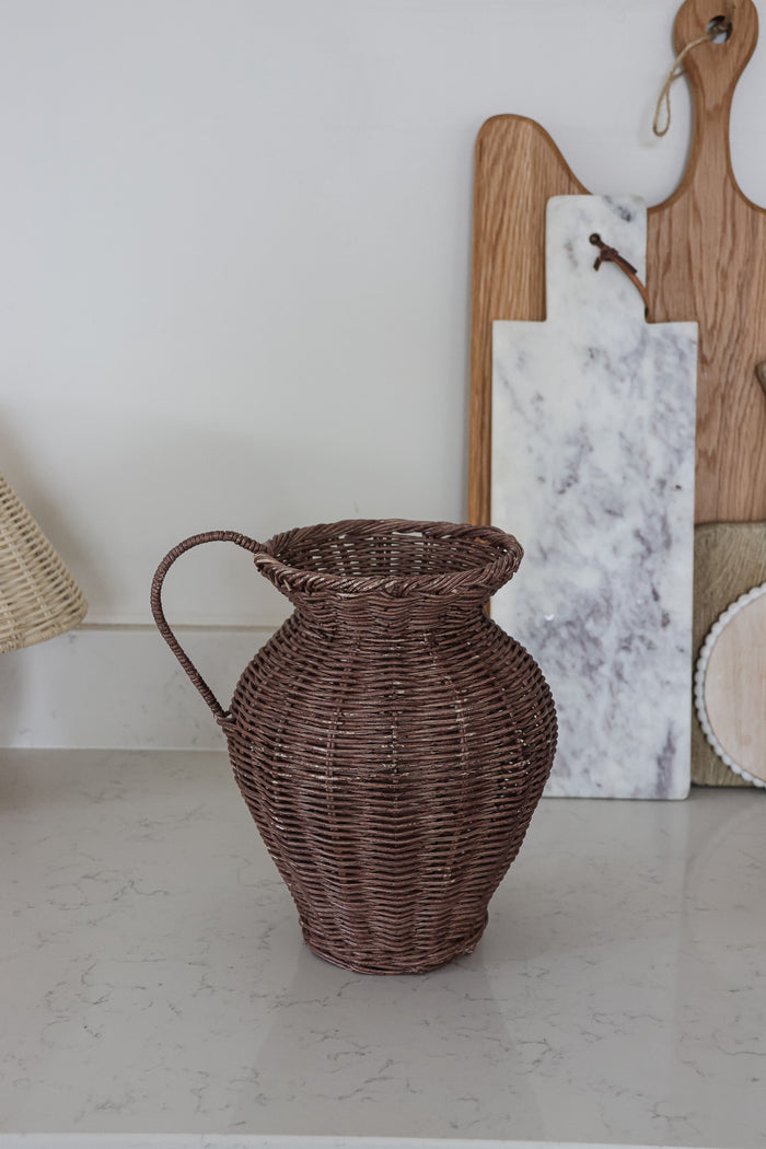 Tall Rattan Jug Vase – Brown