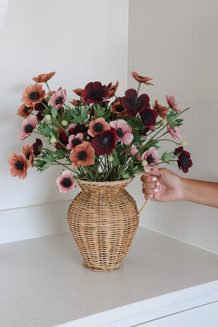 Tall Rattan Jug Vase  – Natural