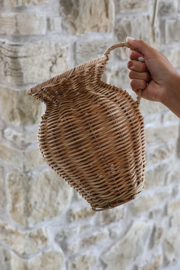 Tall Rattan Jug Vase  – Natural