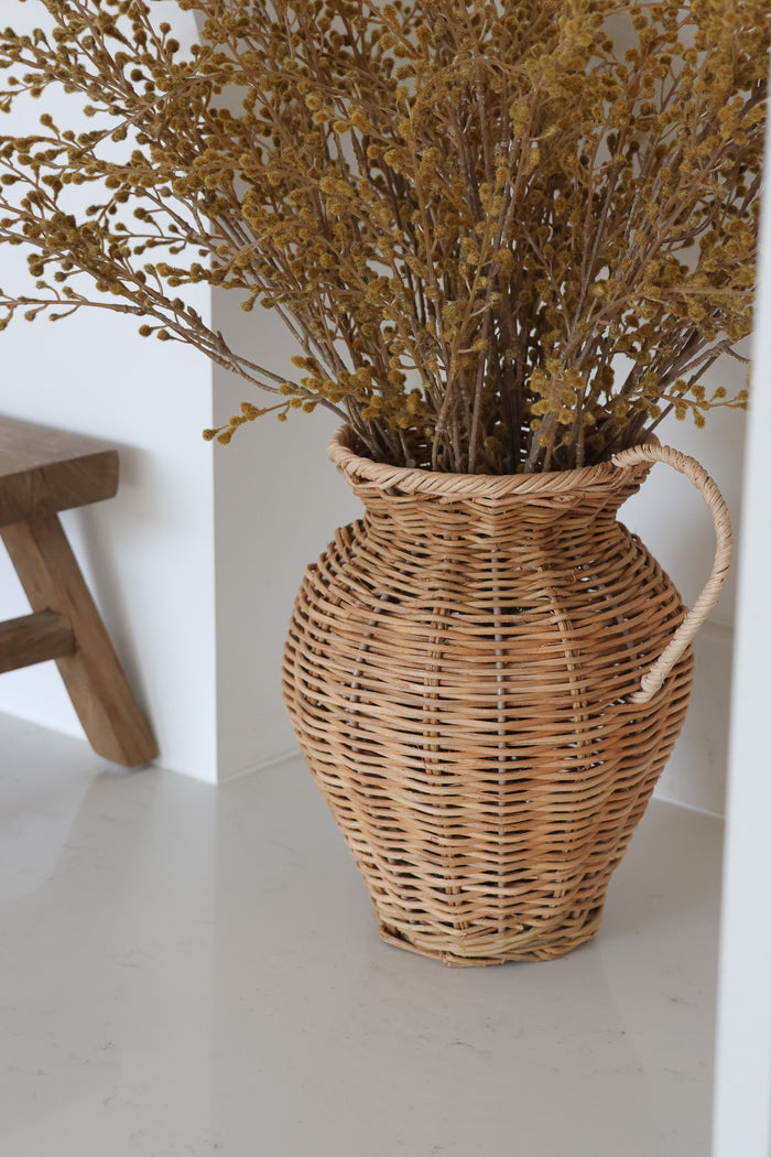 Tall Rattan Jug Vase  – Natural