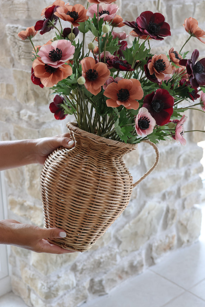 Tall Rattan Jug Vase  – Natural