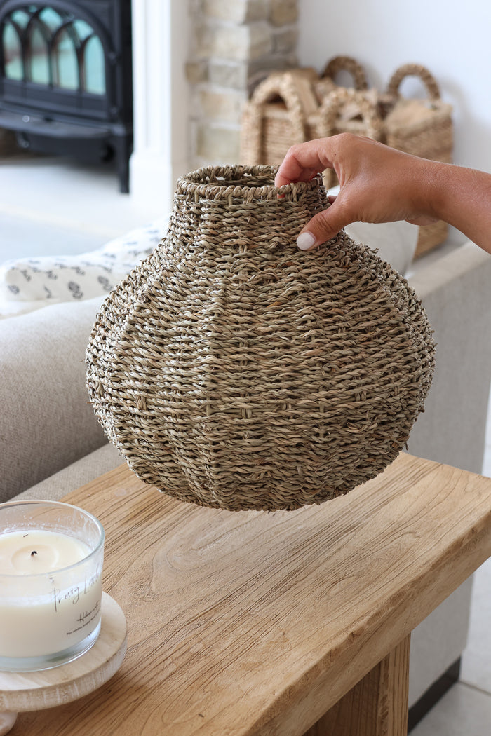 Tall Round Seagrass Vase – Natural