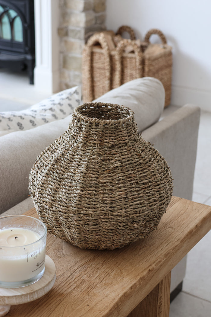 Tall Round Seagrass Vase – Natural