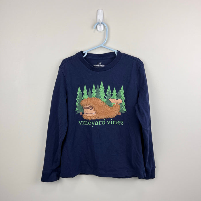 Vineyard Vines Boys Fuzzy Bigfoot Whale Long Sleeve Pocket T-Shirt Navy 7