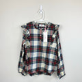 Vineyard Vines Girls' Soft Twill Ruffle Top Royal Stewart Marsh Medium NWT