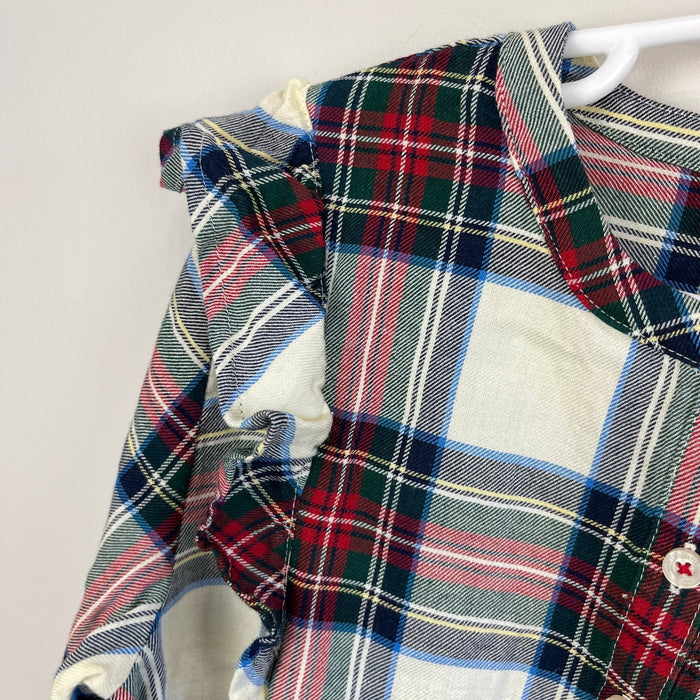 Vineyard Vines Girls' Soft Twill Ruffle Top Royal Stewart Marsh Medium NWT