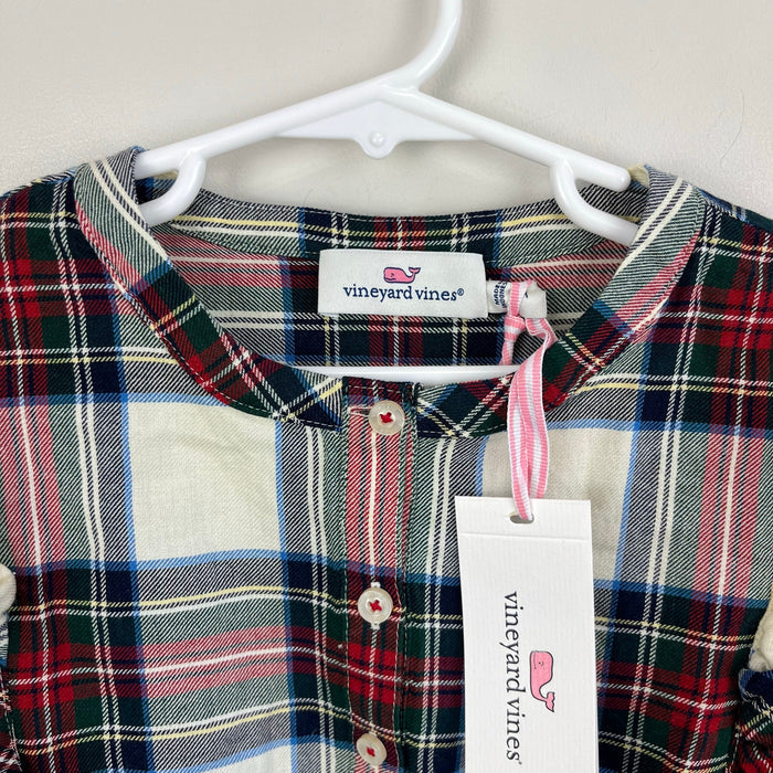 Vineyard Vines Girls' Soft Twill Ruffle Top Royal Stewart Marsh Medium NWT