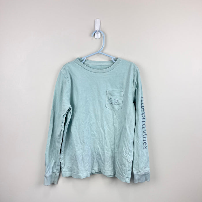 Vineyard Vines Long Sleeve Vintage Whale Garment-Dyed Pocket T-Shirt Aqua Sky 7