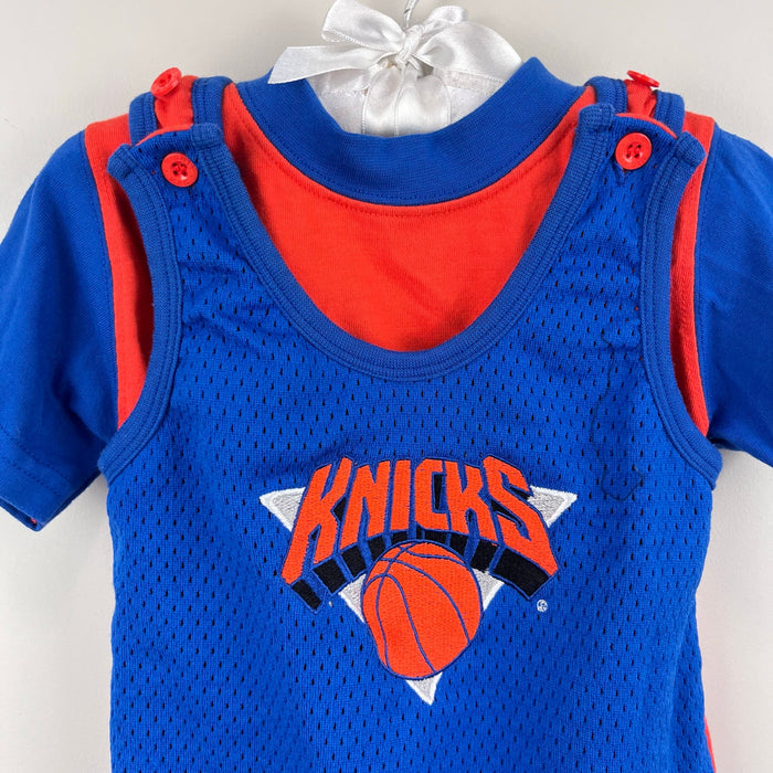 Vintage Mighty-Mac Knicks Basketball Romper Set Blue Orange 12 Months