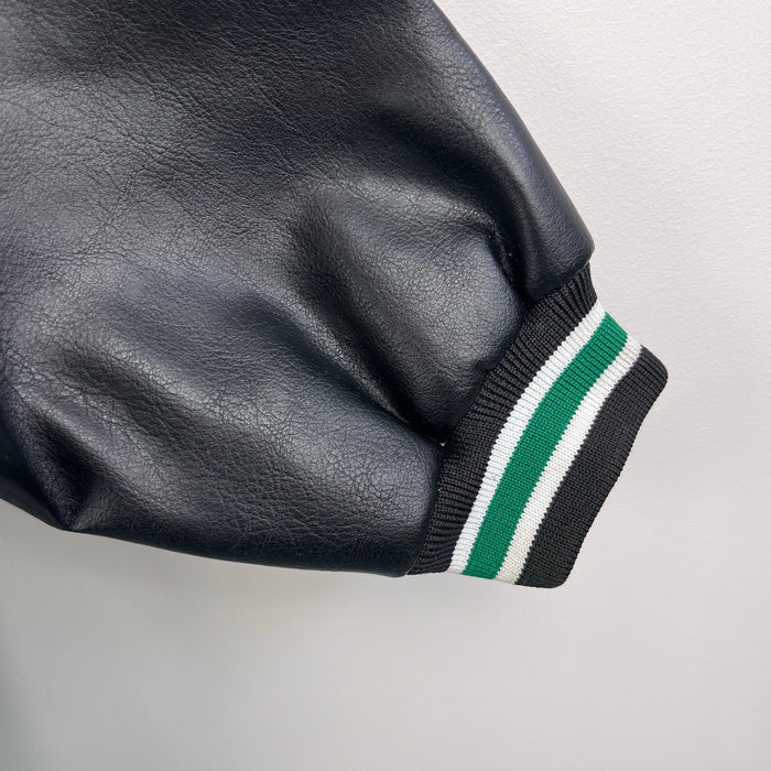 Vintage NBA Elevation Green Black Vegan Leather Kids Jacket 7