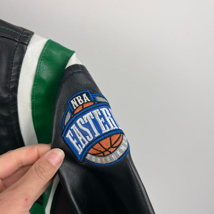 Vintage NBA Elevation Green Black Vegan Leather Kids Jacket 7