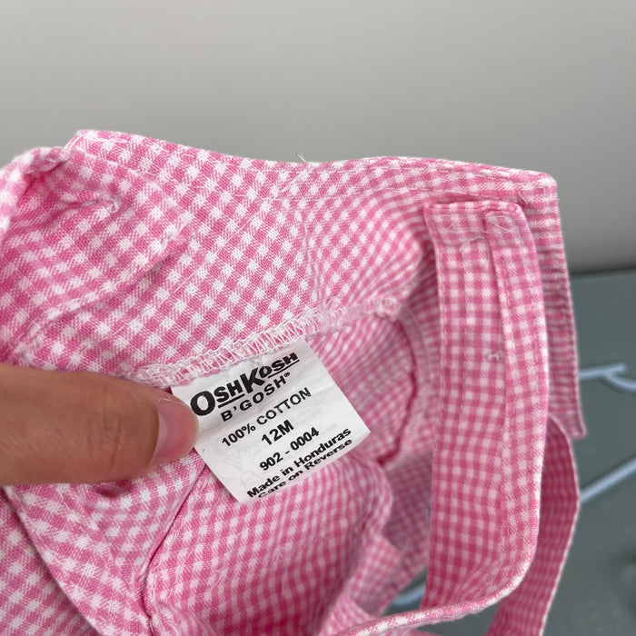 Vintage OshKosh B'Gosh Pink Gingham Jumper 12 Months
