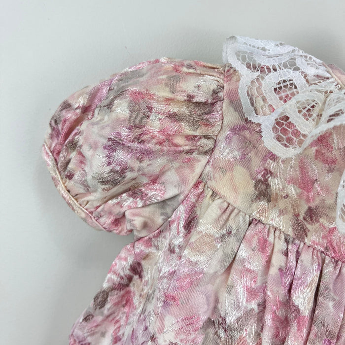 Vintage Piccolo Floral Jacquard Lace Ruffle Bubble Romper 6-9 Months