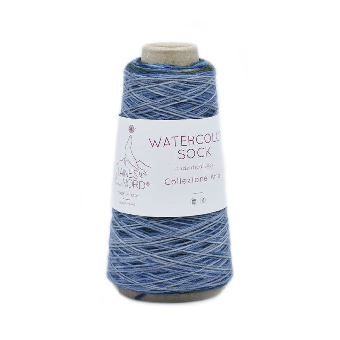 Laines Du Nord Watercolor Sock -100 - Brown/Blue/Green/Yellow | Yarn at Michigan Fine Yarns
